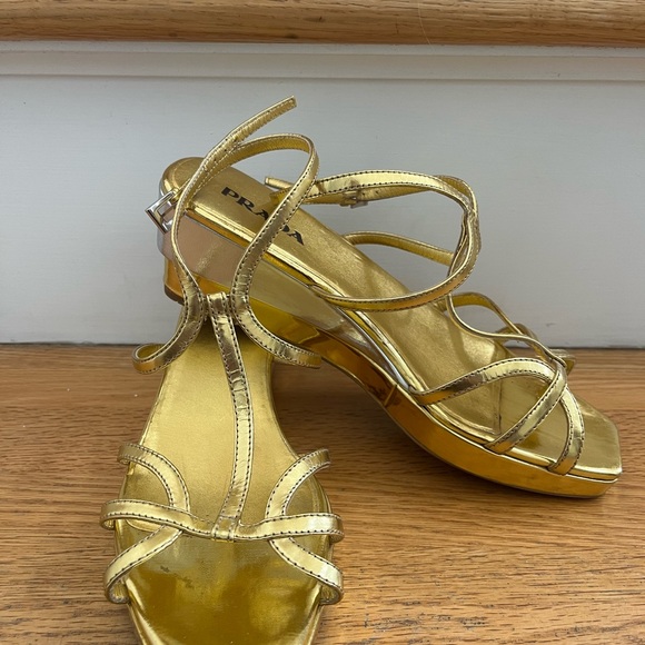 Prada Gold with Silver accent Sandals, 38.5, Made in Italy - Picture 5 of 10